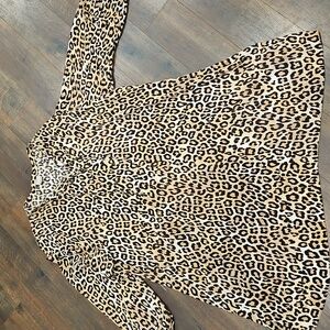 Chico's M Leopard Print 3/4 Sleeve A-Line Dress  Tunic